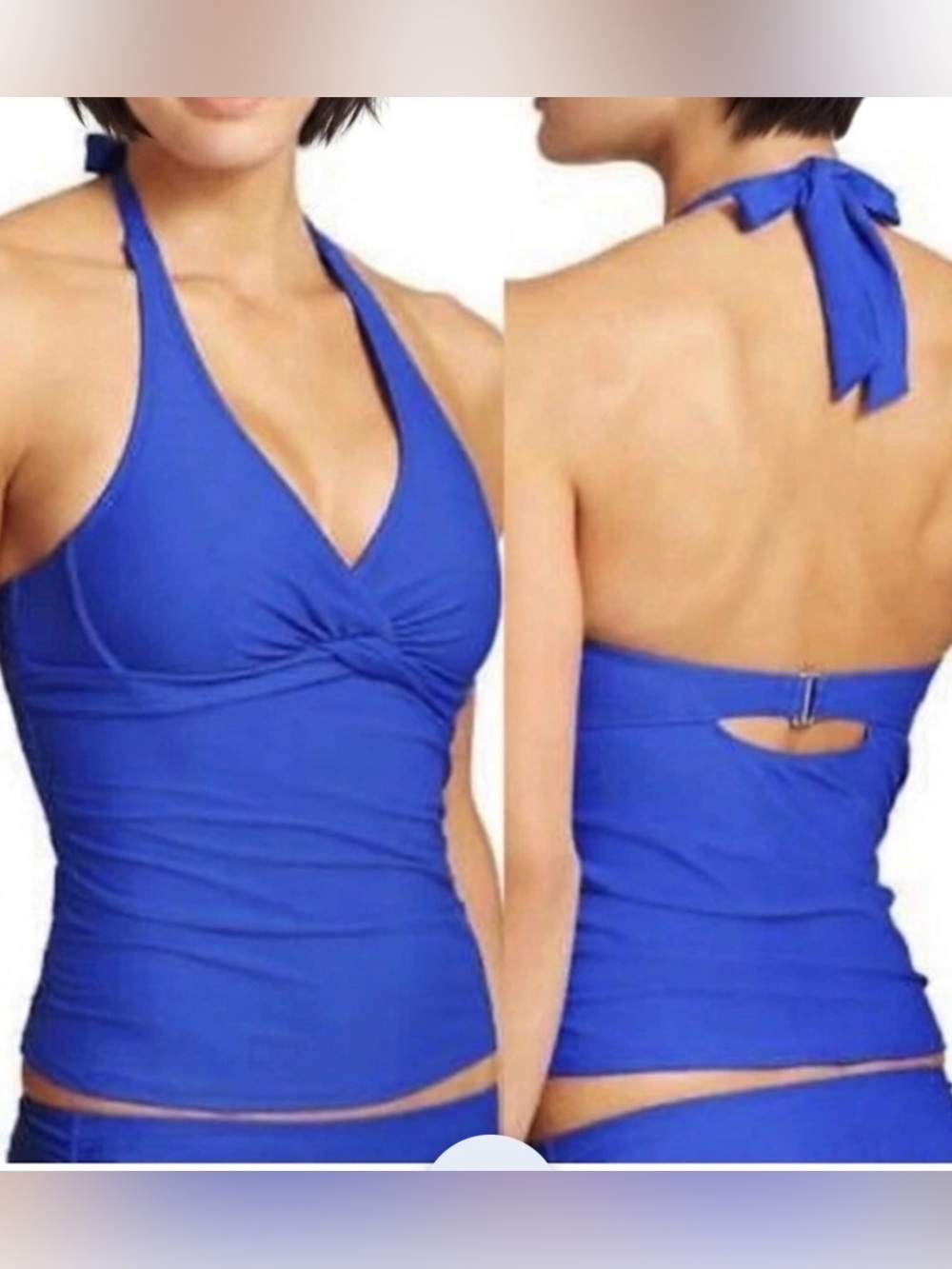 Athleta -women’s Tara 2 piece set Halter Tankini top 34 B/C & bottom tie‎ M blue